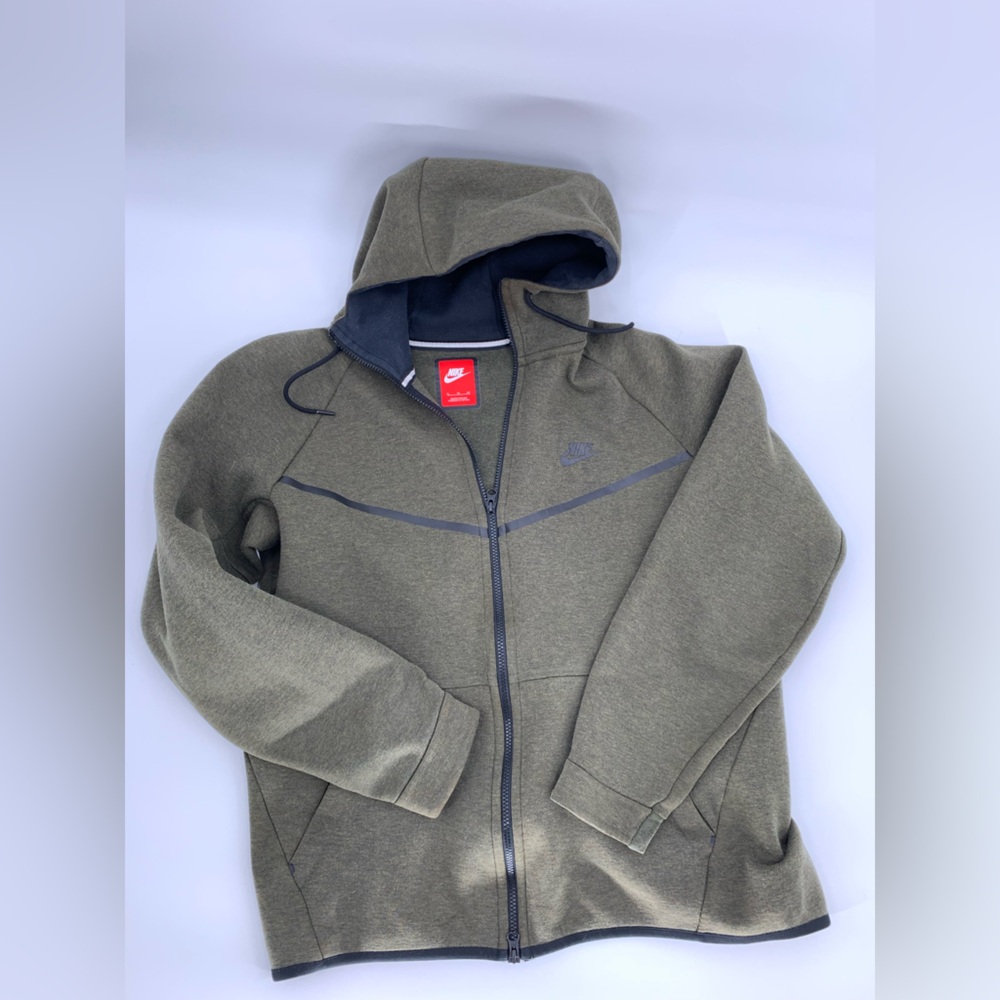 NIKE SPORTSWEAR Tech Fleece Windrunner Hoodie, Medium Olive - Sz XL - Picture 12 of 16
